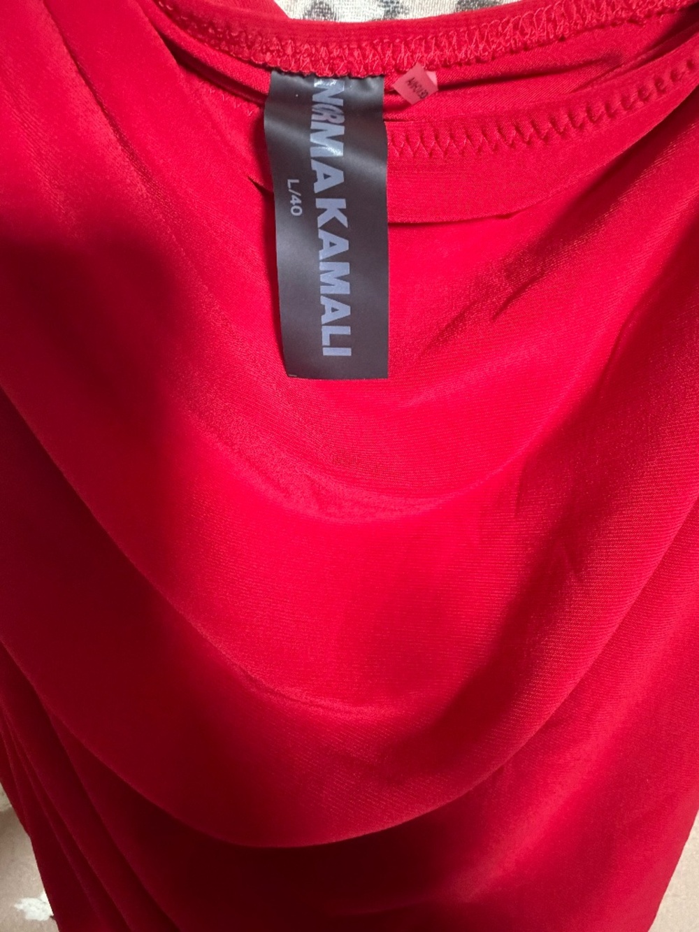 Norma Kamali Red Ruched Draped Cowl Neck Maxi Gown NWT L